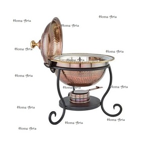 Plato para Calentar Alimentos de Cobre Martillado con Soporte de Hierro, Plato para Calentar de Primera Calidad con Forma Redonda, Más Vendido - Product Image 1