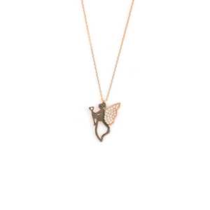 Collier Flying Angel Model 925 en argent sterling avec pierres serties de noir, rose et blanc - Product Image 3