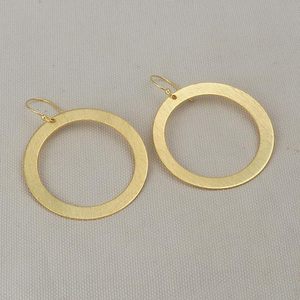 Handmade Gold Plated Matte Brass <b>Earrings</b> Classic Geometric Hoop Design with <b>Hook</b> for Parties by HF Crafts - Product Image 4