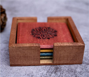 Wooden <b>Cup</b> Coasters Set digital print with <b>Enamel</b> coting glossy look wooden coaster set of 6 piece - Product Image 5