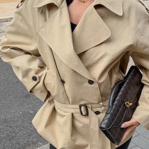 2026 nuovo cappotto oversize da donna con cintura a cintura giacca a vento corta ampia giacca alla moda capispalla per pendolari - Product Image 3