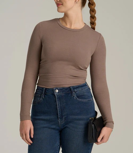 180ผ้าฝ้าย100% สำหรับผู้หญิงเสื้อยืดยาวถึงสะโพกคอกลมมีหลายสีติดโลโก้ได้ตามต้องการ - Product Image 1