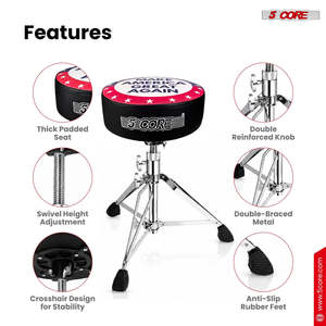 23 Adjustable 5-Core Drum Throne 4 <b>Padded</b> Iron Drummer <b>Stool</b> Seat 'Make America Great Again' Insignia for Musical Instruments - Product Image 6