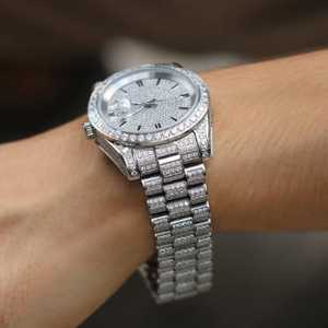 Montre personnalisée de luxe à affichage analogique Hip Hop entièrement glacée Moissanite diamant mouvement automatique verre de haute qualité limitée - Product Image 3