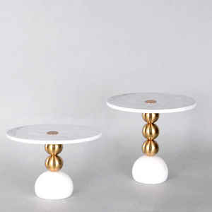 Support à gâteau en acrylique et métal, prix d'usine en gros, support à cupcake décoratif en métal à 2 niveaux, assiette à dessert pour la fête de mariage - Product Image 4