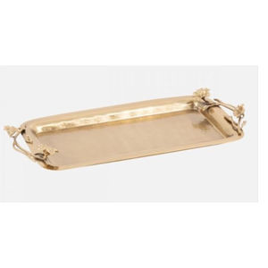 Plateau de service en métal doré design vintage, présentoir à collations et à desserts, plateau en métal de haute qualité avec poignée design à bas prix - Product Image 1