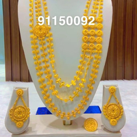 Parure de bijoux plaqué or 24 carats style vintage Comores Mayotte, comprenant collier et bracelets, élégante, en cuivre et diamants, cadeau pour les États-Unis