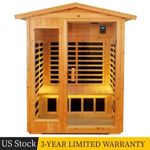 For 2 Person Far Infrared Sauna Room Old Fir Wood Outdoor Home Sauna Detox 1750W - Product Image 3