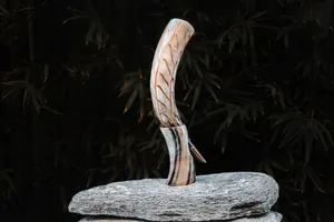 Taza de cuerno de búfalo Natural auténtica hecha a mano de alta calidad estilo Animal náutico soporte de cuerno para beber cerveza Mead Ale Navidad - Product Image 4