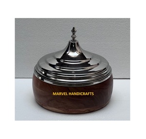 Vajilla de madera de teca fina, cazuelas para servir, calentador de alimentos de acero inoxidable, olla caliente, artesanía, cazuela para servir, juegos de utensilios de cocina, Golfo - Product Image 1