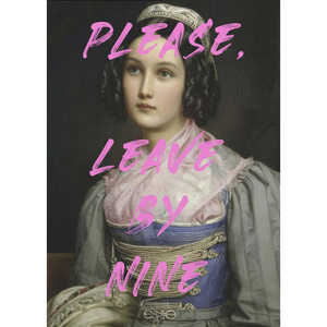 Motif de portrait de style design moderne 'Veuillez partir avant neuf heures' - Product Image 3