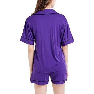 Pigiama con bottone a manica corta da donna taglia L Set abbigliamento da notte elastico in vita con Logo personalizzato Character Pattern Homewear - Product Image 4