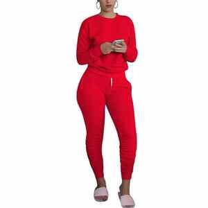 Survêtement d'automne personnalisé de qualité supérieure pour femmes adultes ensemble vêtements survêtements avec impression par sublimation à motif solide - Product Image 5