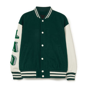 Chaquetas Varsity con mangas verdes y blancas Chaqueta de lana de alta calidad para exteriores Chaqueta transpirable Letterman Varsity - Product Image 6