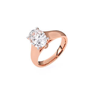 Anillo Solitario Clásico con Corte Ovalado y Corte Fantasía, Cultivado en Laboratorio, 2.06 Ct, en Oro Amarillo, Blanco y Rosa de 9K - Product Image 2