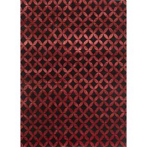 Alfombra Aakar by Kavi 9x12 Clásica Roja y Naranja, Tejida a Mano con Lana y Seda de Bambú, Patrón Geométrico Abstracto para el Hogar y el Pasillo, Esk-454 - Product Image 1