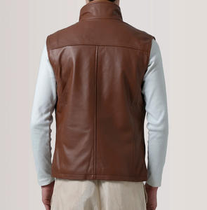Gilet en cuir sans manches pour homme, veste de motard, veste en cuir de vache, peau d'agneau, logo personnalisé, OEM, vente en gros, fabricant, fournisseur - Product Image 4
