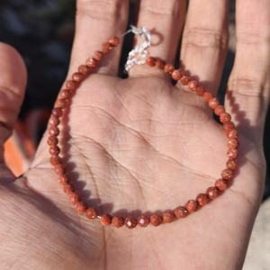 Natural Red Sunstone <b>Beaded</b> <b>Bracelet</b> Sunstone Micro Faceted Round Gemstone <b>Bracelet</b> Jewelry For Women 2mm Healing Crystal Bulk - Product Image 1