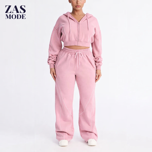 ชุดวอร์มผู้หญิงไซส์ใหญ่ ทรงปกติ ขายดี สำหรับฤดูหนาว เนื้อผ้าระบายอากาศ ใส่สบาย เสื้อครอปฮู้ดดี้ กางเกงจ็อกเกอร์ ผ้าฝ้าย 100% - Product Image 1