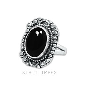 Anillos de boda de diseñador para mujer, Plata de Ley 925 sólida, ónix negro Natural, corte ovalado, piedras preciosas, joyería fina para fiestas y eventos - Product Image 1
