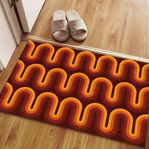 Tapis Marron Groovy Rétro Années 70, Tapis Moderne Imprimé en 3D pour la Décoration Intérieure, Tapis Doux à Poils Longs - Product Image 1