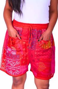 Short patchwork unisexe super confortable fait main indien Short patchwork en rayonne fait à la main Boho Hippie Short de yoga unisexe d'été - Product Image 6
