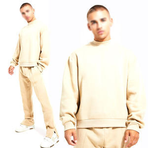 ชุดวอร์มผ้าฟลีซผ้าฝ้ายสำหรับผู้ชายชุดวอร์มคอกลมแขนยาวทนทาน - Product Image 6