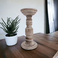 Bougeoir en bois de manguier vieilli blanc rustique personnalisé artisanat indien artisanal écologique de haute qualité pour la maison de noël