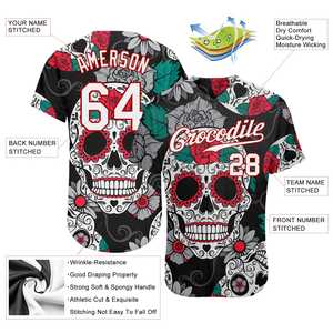 Camiseta de béisbol con diseño de calavera auténtica en 3D de malla de poliéster de calidad superior, camiseta de béisbol transpirable que absorbe la humedad - Product Image 3