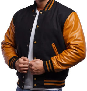 Vestes de baseball d'hiver pour hommes avec logo personnalisé, broderie chenille, impression numérique, doublure en polaire surdimensionnée, écologiques - Product Image 2