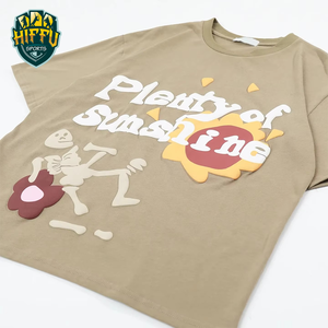 เสื้อยืดคอกลมสำหรับผู้ชายขนาดใหญ่พิมพ์ลายพัฟผ้าฝ้ายน้ำหนักมากออกแบบได้ตามต้องการ - Product Image 3