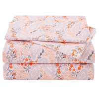 Parure de lit de luxe imprimée en polyester et coton, taille Queen, 4 pièces, 200x230cm, tissage percale, poches profondes, OEM