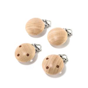 Attache-sucette en bois de hêtre durable 30-35 mm, en acier inoxydable 304, portable, réutilisable, accessoire de dentition pour les molaires, jouet de préhension, attache-salopette - Product Image 3