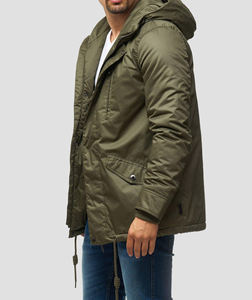 Winter Regular Length Ultra <b>Light</b> Canvas Windproof Breathable Hooded <b>Puffer</b> <b>Jacket</b> with Embroidery Zipper Closure for Unisex - Product Image 2