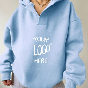 Sweat-shirt à capuche grande taille avec logo personnalisé pour femmes 100% coton Sweats à capuche surdimensionnés décontractés pour femmes - Product Image 5