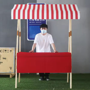 Puesto de exhibición de mercado de madera plegable portátil, fácil configuración, quiosco de vendedor minorista al aire libre, puesto de mercado de madera - Product Image 5