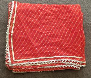 Leheriya Dupatta con borde de Gota Patti Tie Dye Color sólido Dupatta bufanda nupcial pesado Haldi Mehandi regalo de recuerdo de boda - Product Image 2