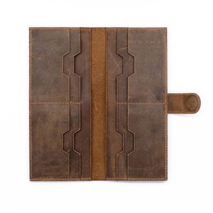 กระเป๋าสตางค์หนังม้าบ้าสีน้ำตาลสีกากีซินนามอนสำหรับผู้หญิงของขวัญส่วนตัวเปิด LSW-0011ยาวไม่เหมือนใคร - Product Image 2