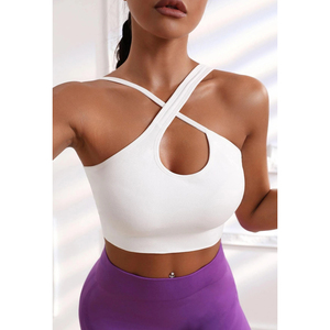 Sujetador deportivo de yoga sin tirantes transpirable de alto soporte con logotipo personalizado para mujer con color sólido y material de Spandex/nailon - Product Image 1