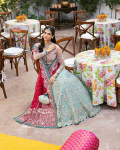 Lehenga Choli Anarkali pakistanais de luxe pour femmes avec broderie de style nuptial et travail de pierres, manches longues, maxi robe de soirée - Product Image 3