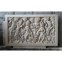 Sculpture en relief en marbre naturel poli, design européen moderne sculpté à la main, art mural 3D, intérieur/extérieur