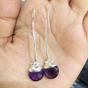 Prix de gros fait à la main Super qualité 925 boucles d'oreilles en argent Sterling Design créatif améthyste naturelle pierres précieuses mariages à la mode - Product Image 5