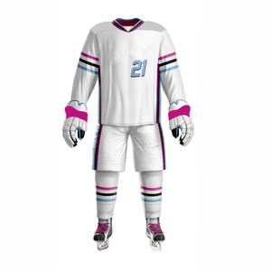 Unisex High Quality Full Sublimation V-Neck Ice Hockey Wear Custom OEM Team Name <b>Embroidery</b> Regular Polyester <b>Adult</b> Sets - Product Image 6