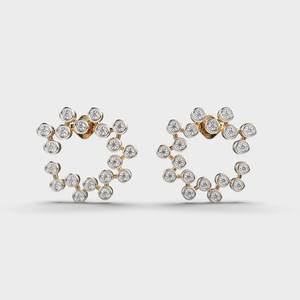 Boucles d'oreilles clous serties de diamants de laboratoire taillés, plaquées rhodium, en or blanc/rose/jaune 14 carats, pour mariages, anniversaires et cadeaux de fête - Product Image 5