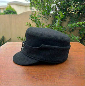 หมวกสนามเยอรมัน M43 ยุคสงครามโลกครั้งที่ 2 สีดำ ผ้าขนสัตว์ แพนเซอร์ - Product Image 3