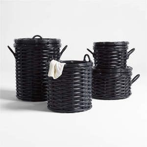 Rattan <b>laundry</b> bin <b>hampers</b> cheapest cost eco-friendly <b>lidded</b> basket high quality container bin - Product Image 3