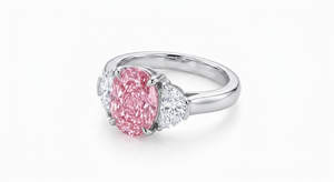 Bague de fiançailles classique LILABA ENTERPRISE pour femme en or blanc 18 carats avec diamants ovales cultivés en laboratoire et diamants demi-lune latéraux, certifiée IGI - Product Image 2