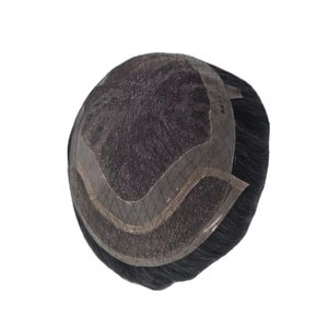 วิกผมผู้ชายแบบผูกเชือกด้านหน้า ทำจากผมแท้ชนิดอินเดียเรมี่ ยี่ห้อ Taz Hair จากบังกลาเทศ แบบลอนลึก  แบบเส้นเดียว  ผสมผมสีเทา 50% - Product Image 1