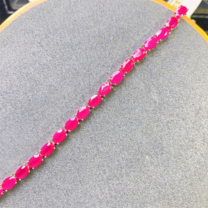 Bracciale Tennis in Argento Sterling S925 Placcato Oro Rosa per Donne, Stile Classico con Rubino Naturale e Perla d'Acqua Dolce, Bracciale Originale - Product Image 4