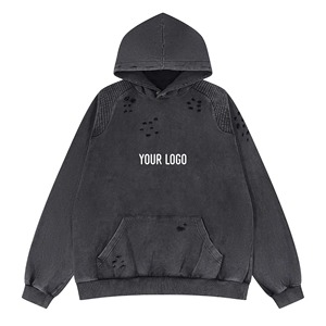 Sweat à capuche zippé vintage pour homme en coton 100% lourd, délavé à l'acide, effet usé - Product Image 6